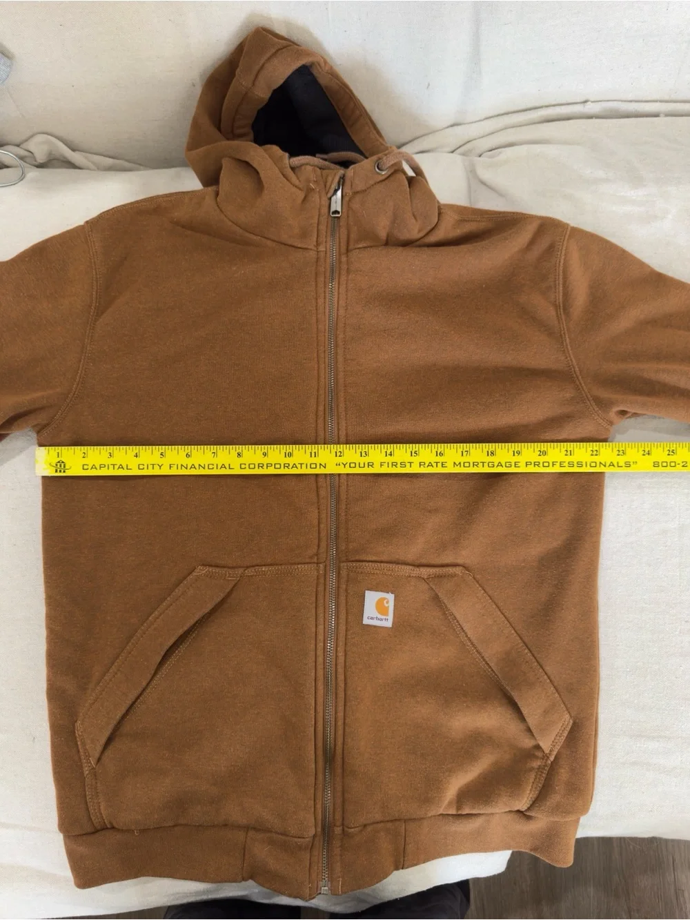 Carhartt Rain Defender Thermal Men's Brown Hooded Zip-Up Sweatshirt Jacket